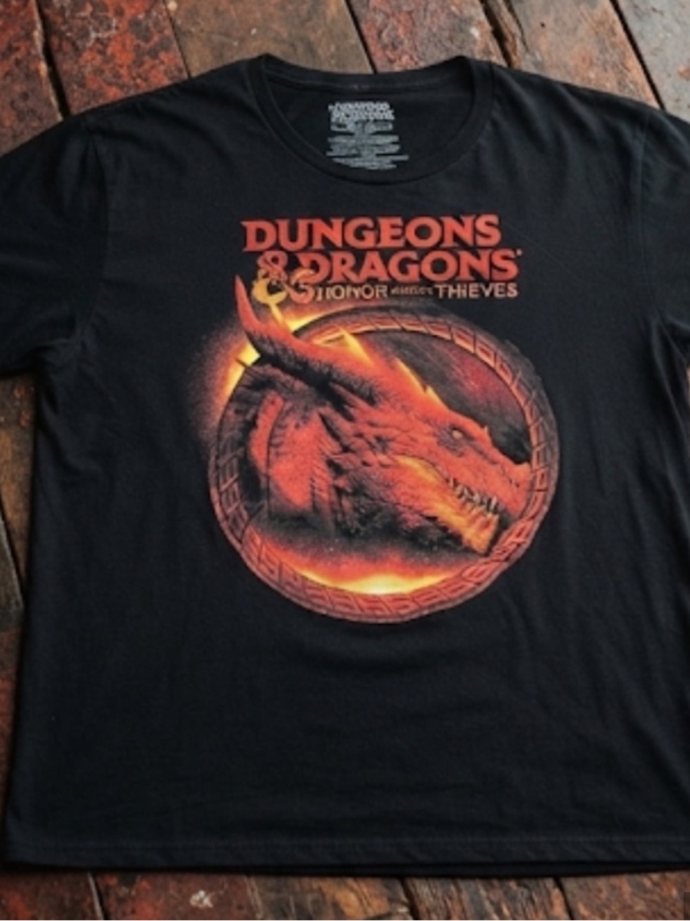 Dungeons & Dragons Black T-Shirt with Red Dragon Graphic